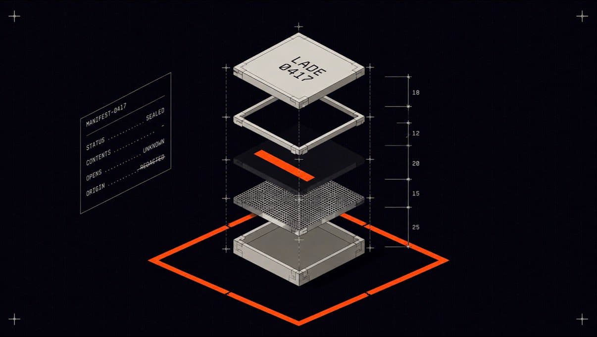Exploded assembly diagram of a crate